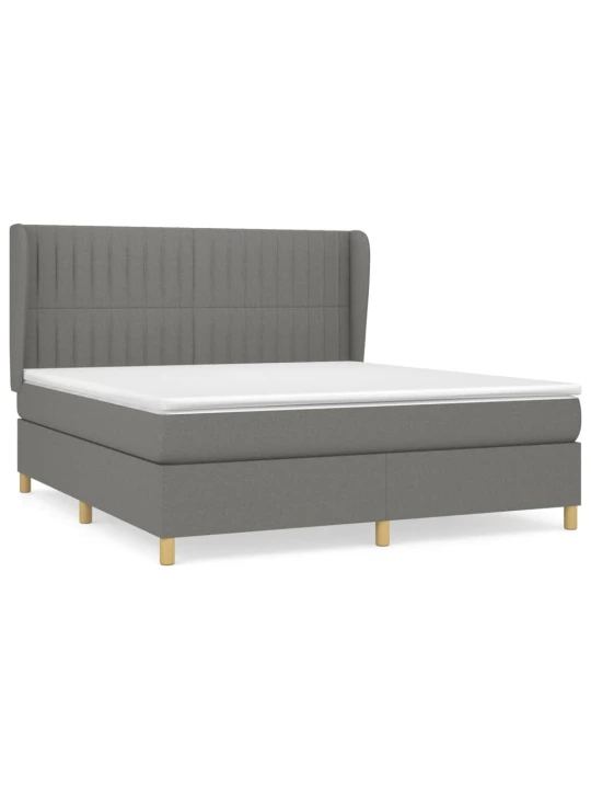 Box spring postel s matrací tmavě šedá 180x200 cm textil