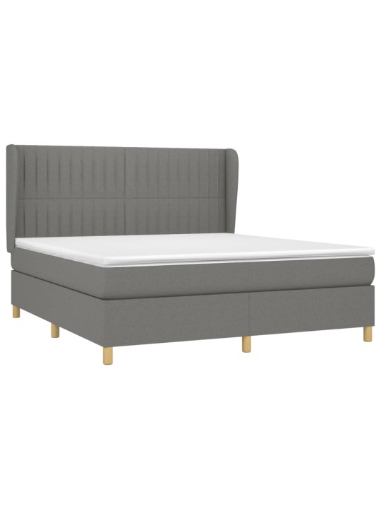 Box spring postel s matrací tmavě šedá 180x200 cm textil
