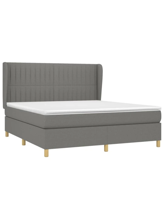 Box spring postel s matrací tmavě šedá 180x200 cm textil