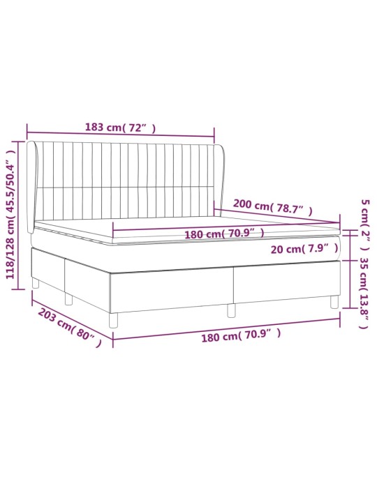 Box spring postel s matrací tmavě šedá 180x200 cm textil