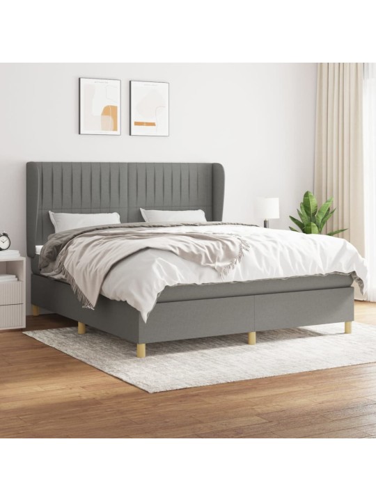 Box spring postel s matrací tmavě šedá 180x200 cm textil
