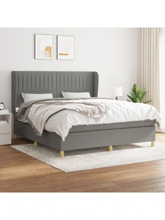 Box spring postel s matrací tmavě šedá 180x200 cm textil