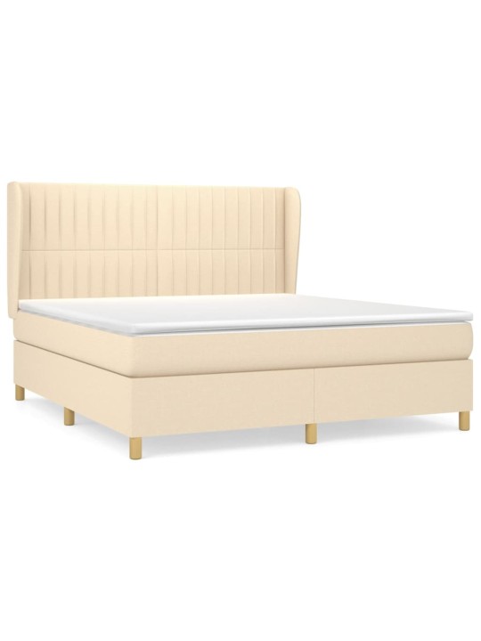 Box spring postel s matrací krémová 180x200 cm textil