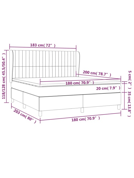 Box spring postel s matrací modrá 180x200 cm textil