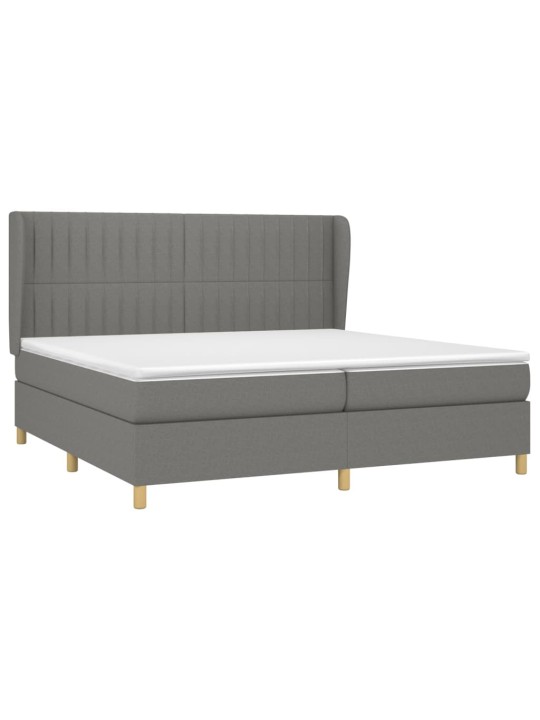 Box spring postel s matrací tmavě šedá 200x200 cm textil