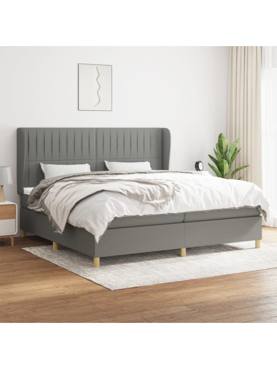 Box spring postel s matrací tmavě šedá 200x200 cm textil