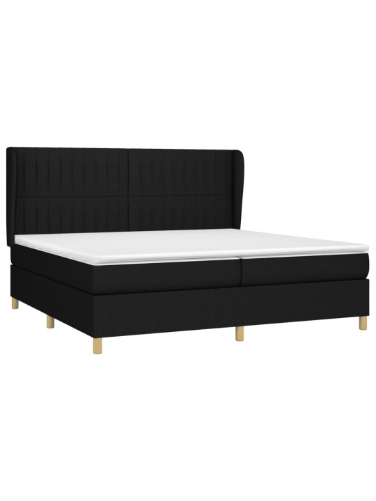 Box spring postel s matrací černá 200x200 cm textil