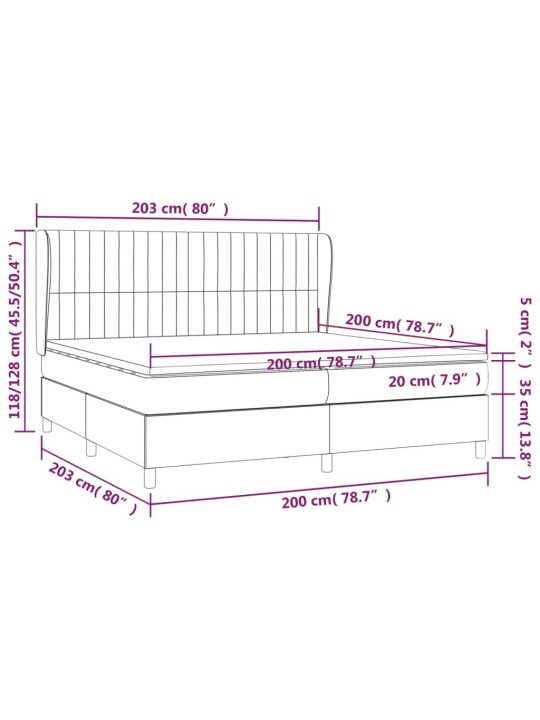 Box spring postel s matrací krémová 200x200 cm textil