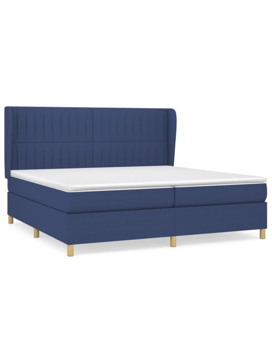Box spring postel s matrací modrá 200x200 cm textil