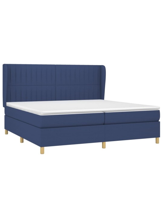 Box spring postel s matrací modrá 200x200 cm textil
