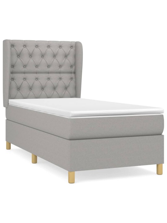 Box spring postel s matrací světle šedá 80 x 200 cm textil