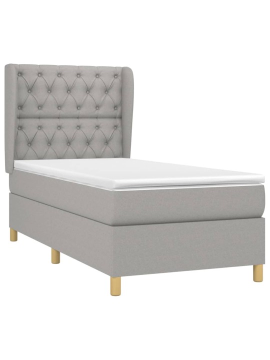 Box spring postel s matrací světle šedá 80 x 200 cm textil