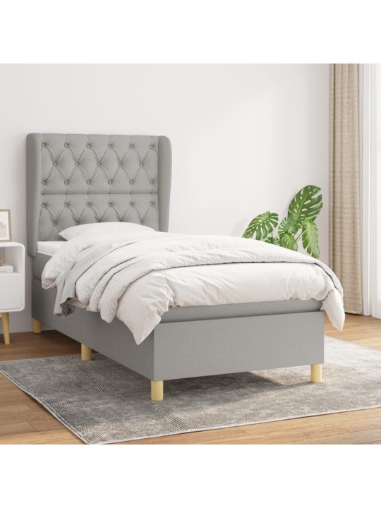 Box spring postel s matrací světle šedá 80 x 200 cm textil