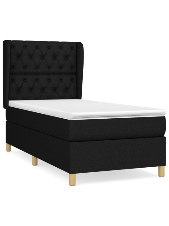 Box spring postel s matrací černá 80 x 200 cm textil