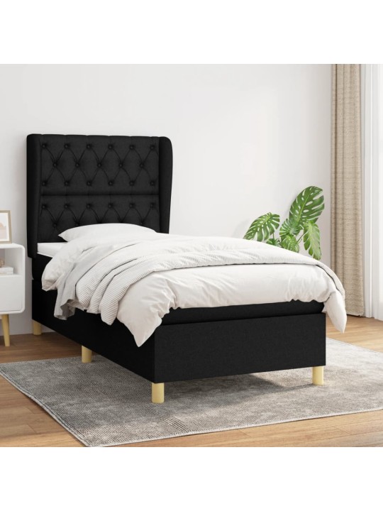 Box spring postel s matrací černá 80 x 200 cm textil