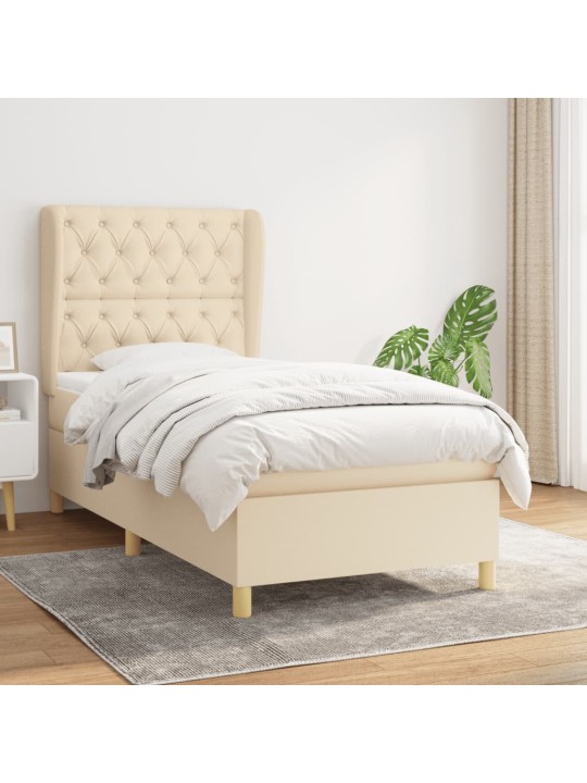 Box spring postel s matrací krémová 80 x 200 cm textil