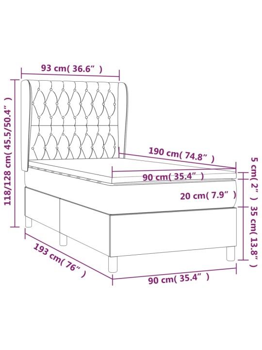 Box spring postel s matrací tmavě šedá 90x190 cm textil