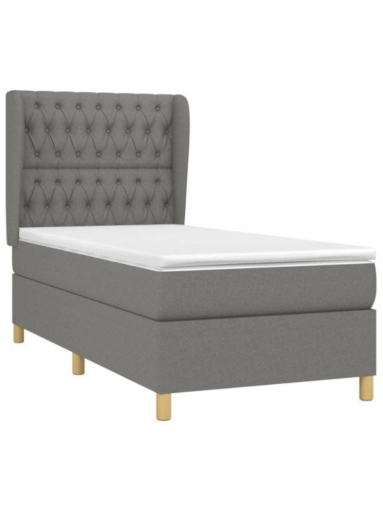 Box spring postel s matrací tmavě šedá 90x200 cm textil