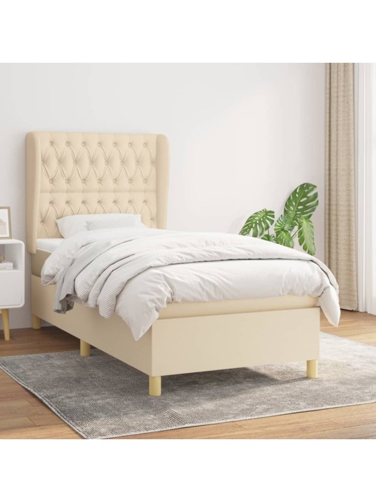 Box spring postel s matrací krémová 90x200 cm textil