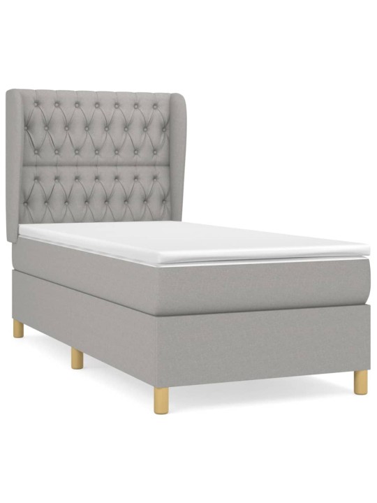 Box spring postel s matrací světle šedý 100 x 200 cm textil