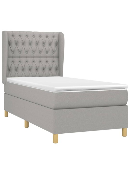 Box spring postel s matrací světle šedý 100 x 200 cm textil