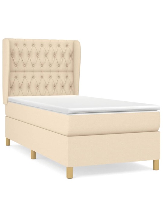 Box spring postel s matrací krémová 100 x 200 cm textil