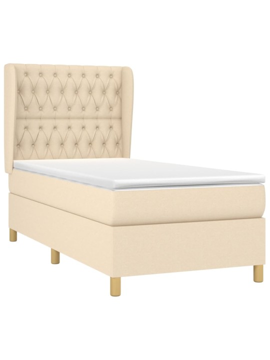 Box spring postel s matrací krémová 100 x 200 cm textil