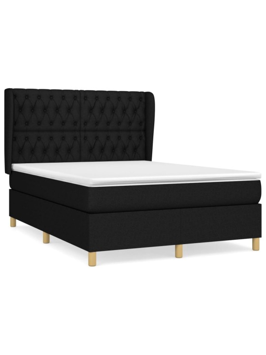 Box spring postel s matrací černá 140 x 190 cm textil