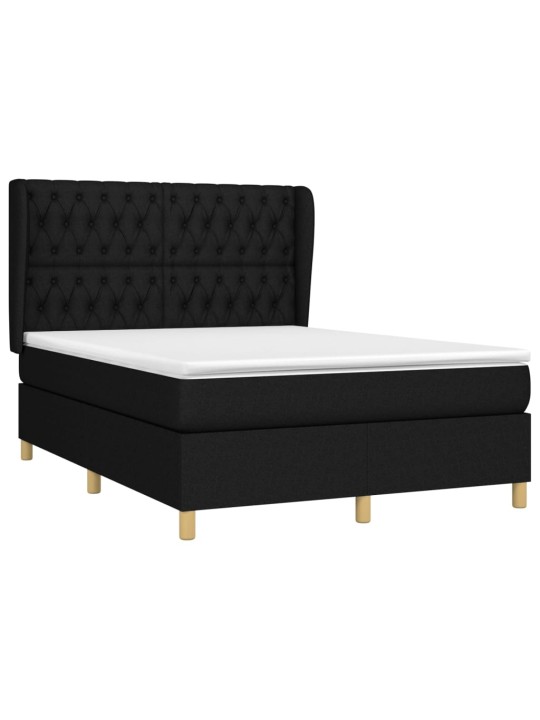 Box spring postel s matrací černá 140 x 190 cm textil