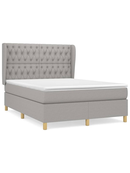 Box spring postel s matrací světle šedá 140 x 200 cm textil