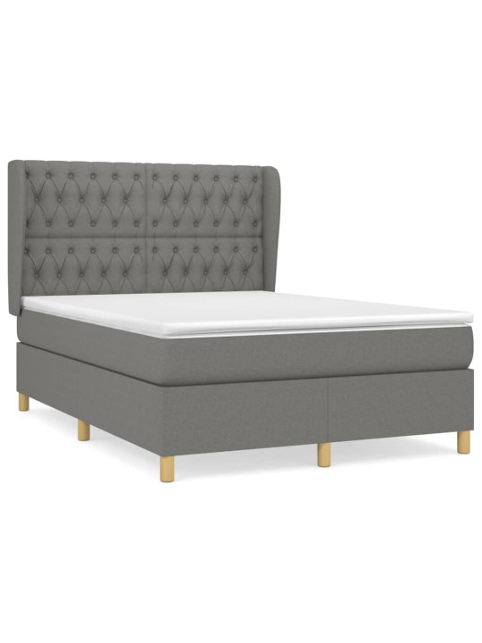 Box spring postel s matrací tmavě šedá 140x200 cm textil