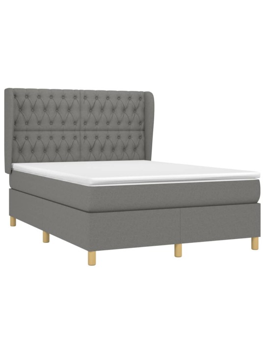 Box spring postel s matrací tmavě šedá 140x200 cm textil