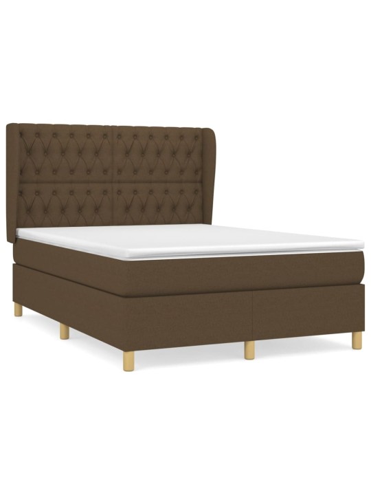 Box spring postel s matrací tmavě hnědá 140x200 cm textil