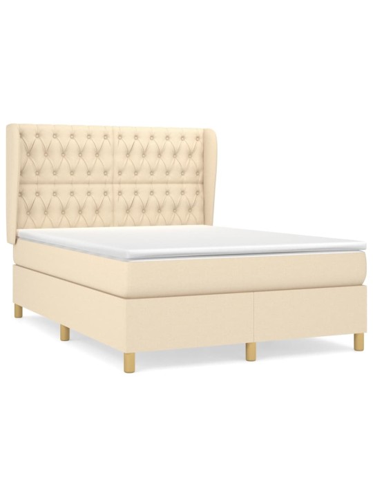 Box spring postel s matrací krémová 140x200 cm textil