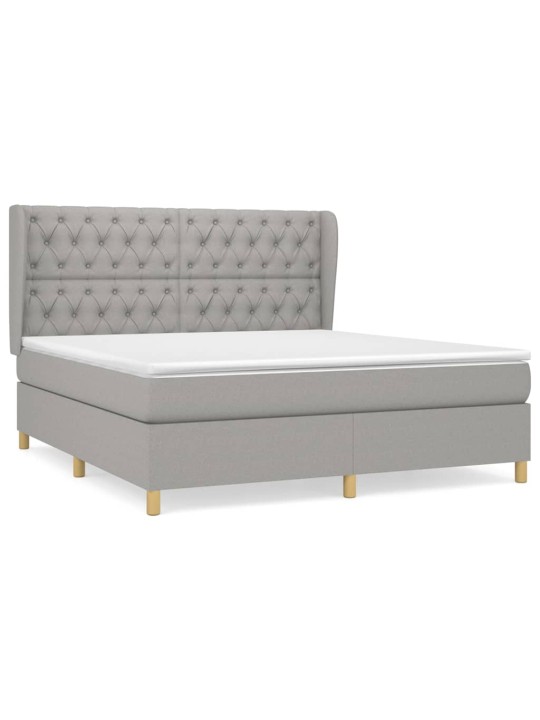 Box spring postel s matrací světle šedá 160 x 200 cm textil