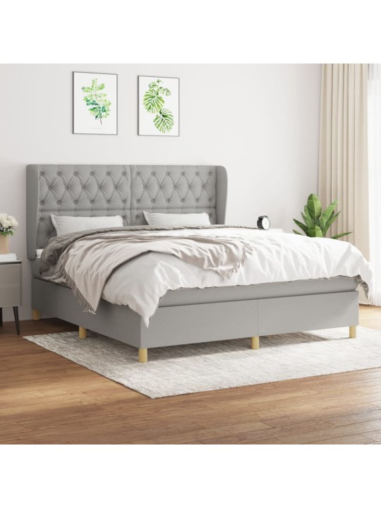 Box spring postel s matrací světle šedá 160 x 200 cm textil