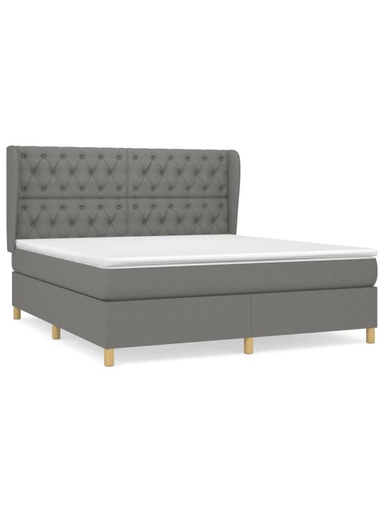 Box spring postel s matrací tmavě šedá 160x200 cm textil
