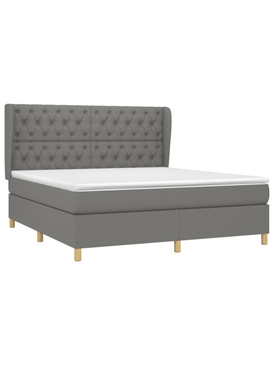 Box spring postel s matrací tmavě šedá 160x200 cm textil