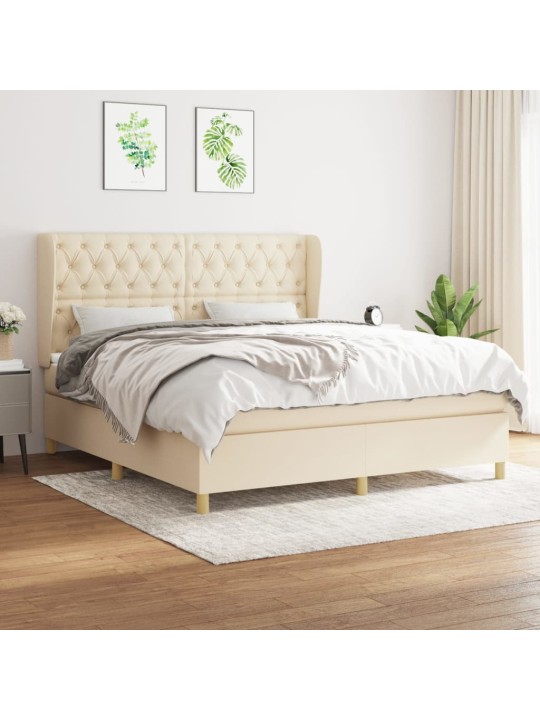 Box spring postel s matrací krémová 160x200 cm textil