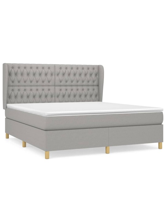 Box spring postel s matrací světle šedá 180 x 200 cm textil