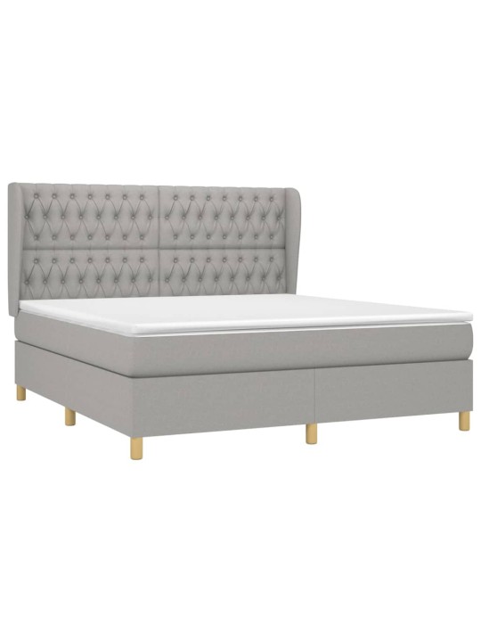 Box spring postel s matrací světle šedá 180 x 200 cm textil