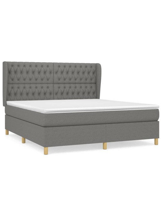 Box spring postel s matrací tmavě šedá 180x200 cm textil