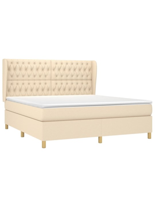 Box spring postel s matrací krémová 180x200 cm textil