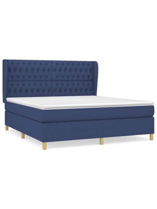 Box spring postel s matrací modrá 180x200 cm textil