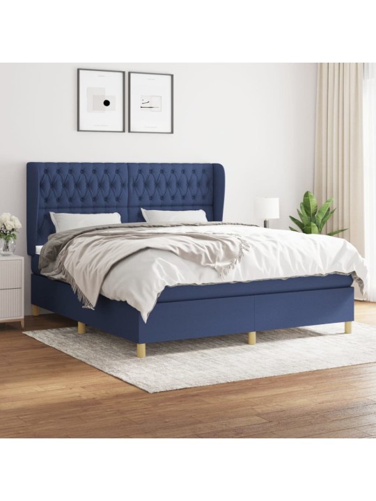Box spring postel s matrací modrá 180x200 cm textil