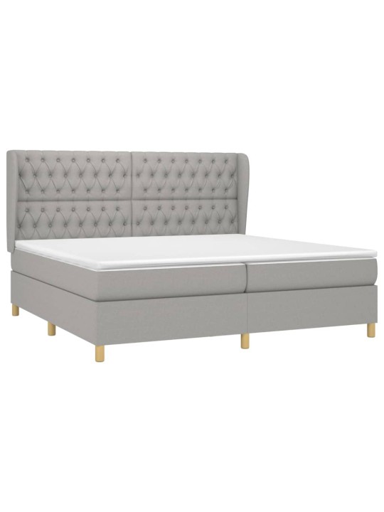 Box spring postel s matrací světle šedá 200 x 200 cm textil