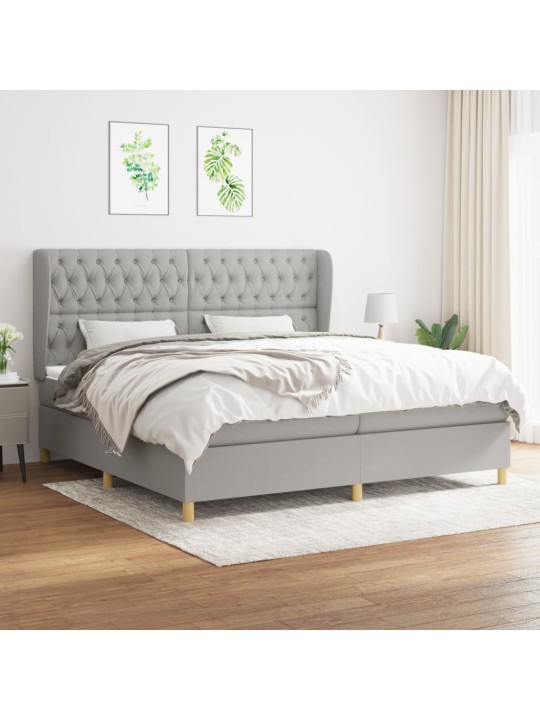 Box spring postel s matrací světle šedá 200 x 200 cm textil