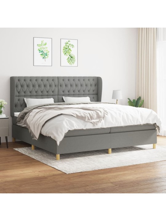 Box spring postel s matrací tmavě šedá 200x200 cm textil