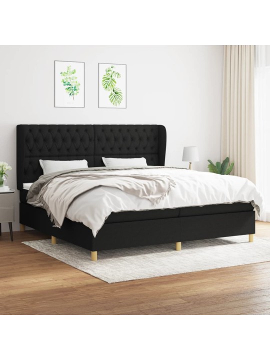 Box spring postel s matrací černá 200x200 cm textil