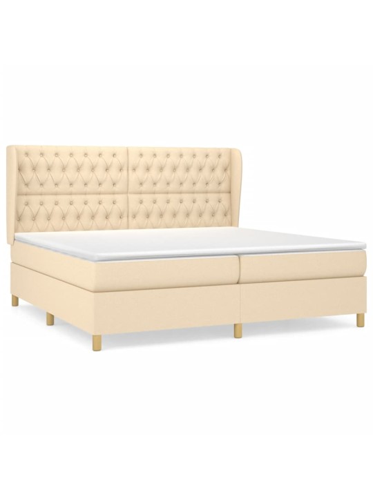 Box spring postel s matrací krémová 200x200 cm textil